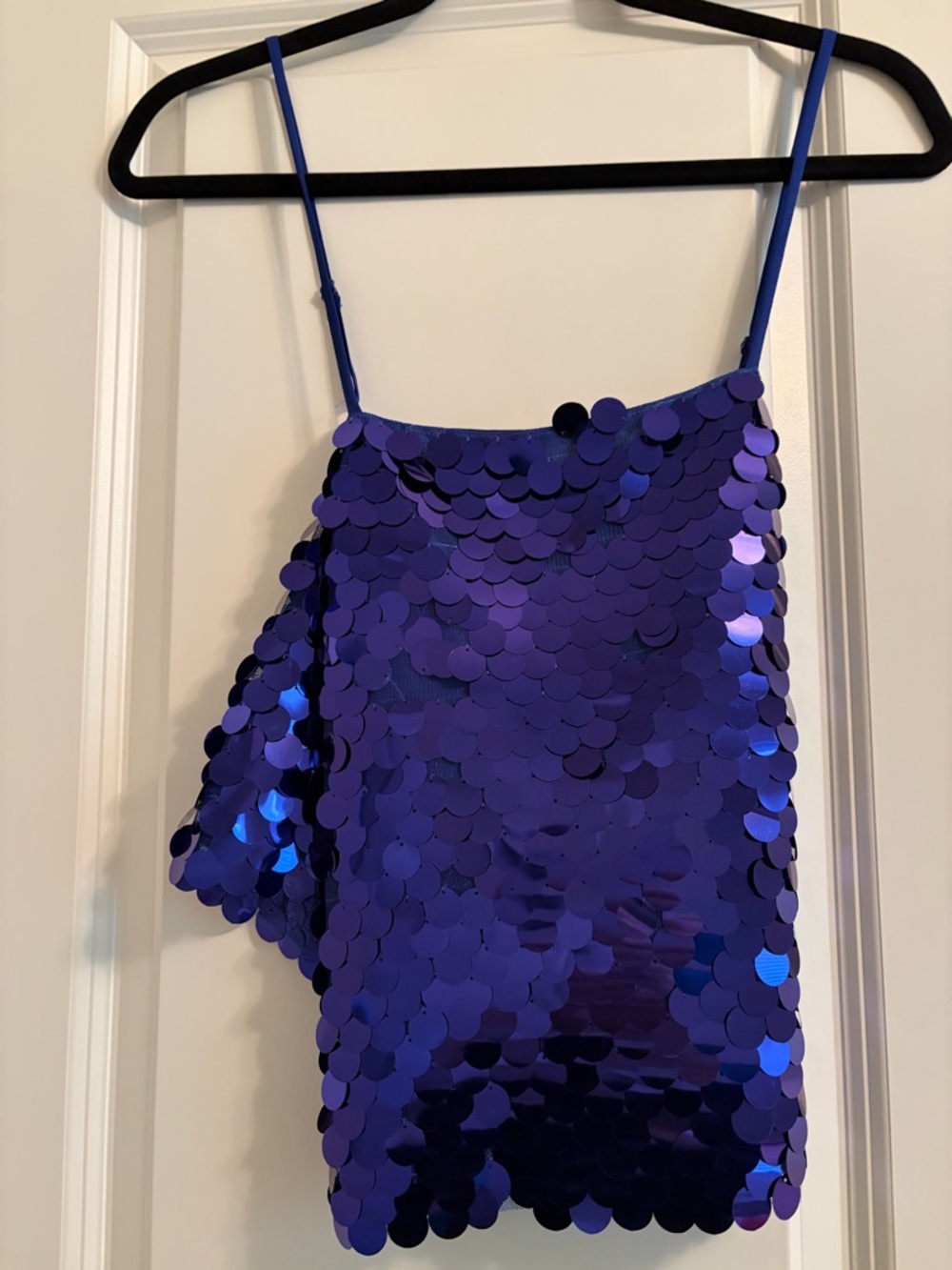 vestique Purple Sequin Spaghetti Strap Tank